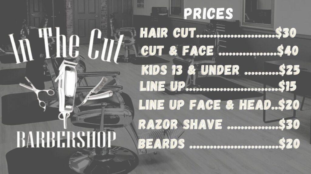 In the Cut Barbershop Prices 2023 Prices